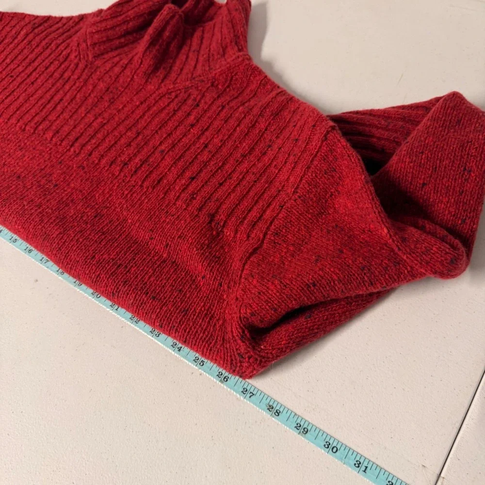 J.Crew Womens Red Donegal Merino Wool Alpaca Blend Turtleneck Sweater CO596 M